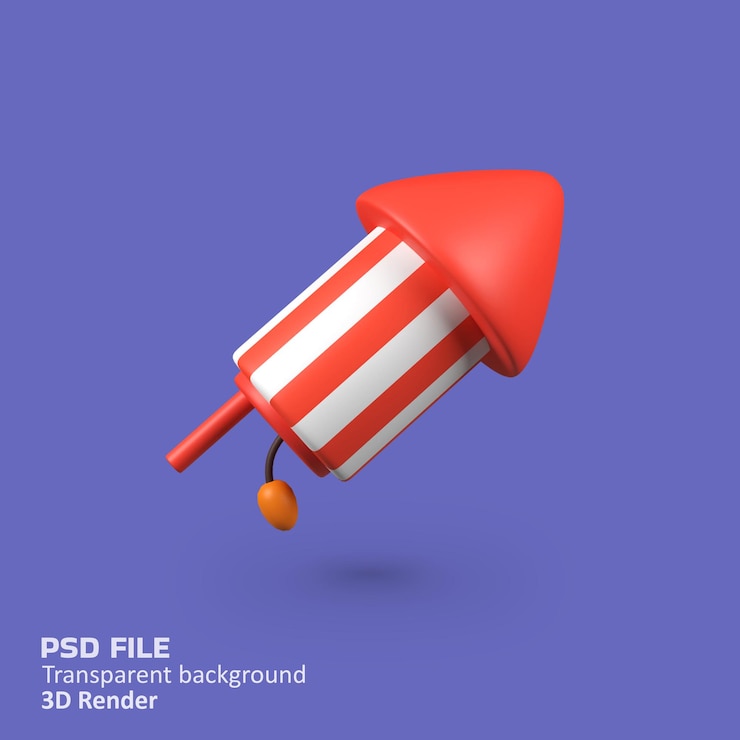 PSD firecrackers isolated 3d render icon illustration