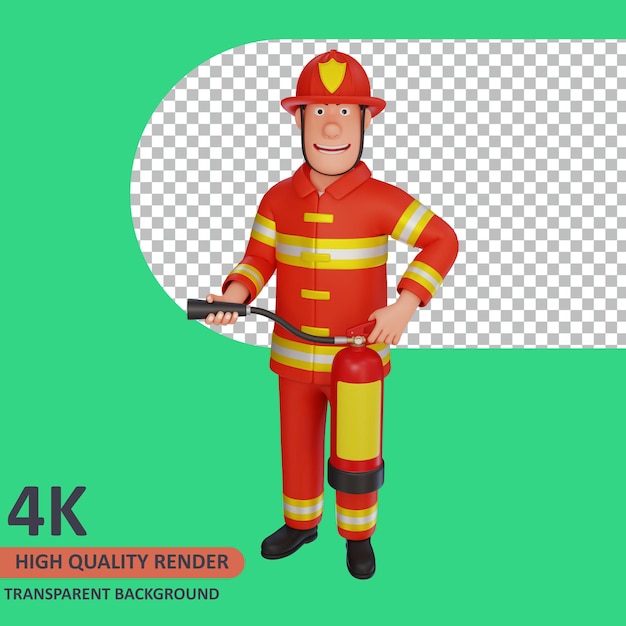 firefighters carrying light fire extinguishers 3d rendering of character modeling