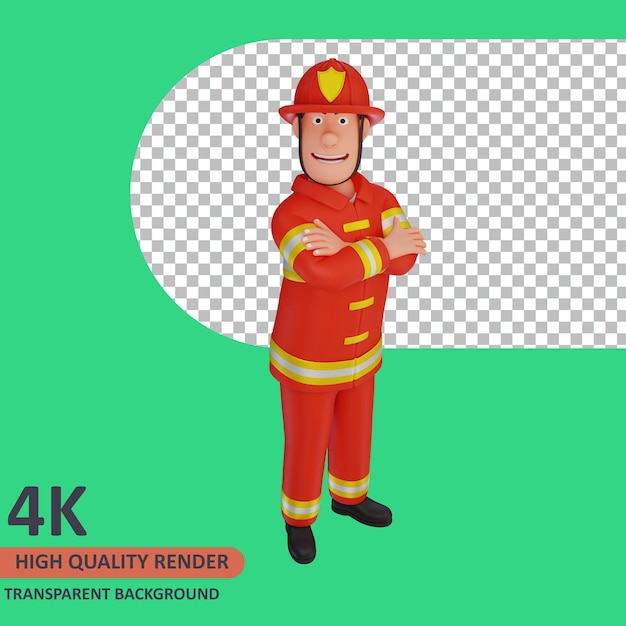 firefighters standing with their arms 3d rendering of character modeling