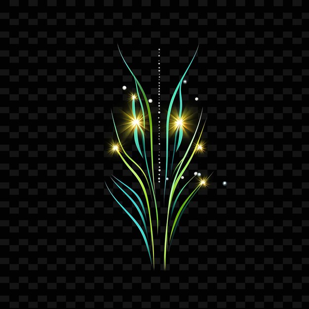 PSD firefly nighttime magic twinkling neon lines grass blades gl shape y2k neon light art collections