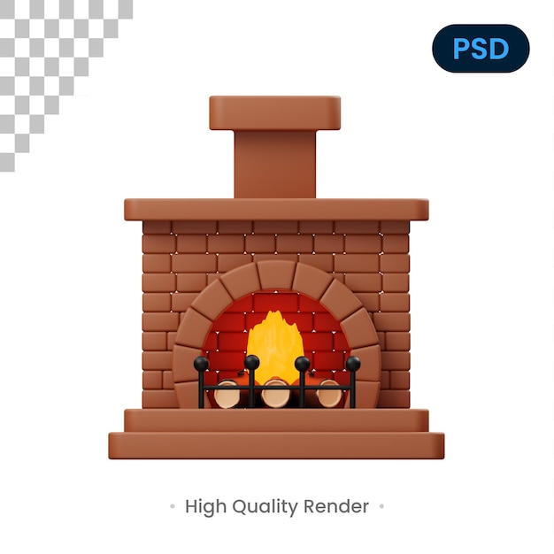 PSD fireplace 3d icon premium psd