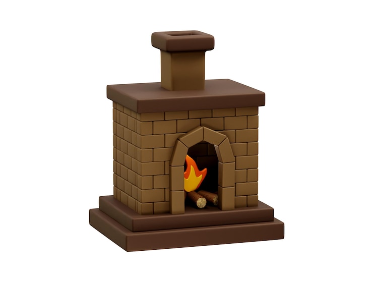 PSD fireplace 3d illustration icon vector render