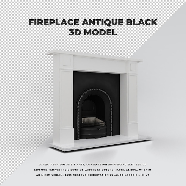 PSD fireplace antique black