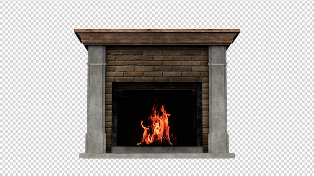 PSD a fireplace on transparent background