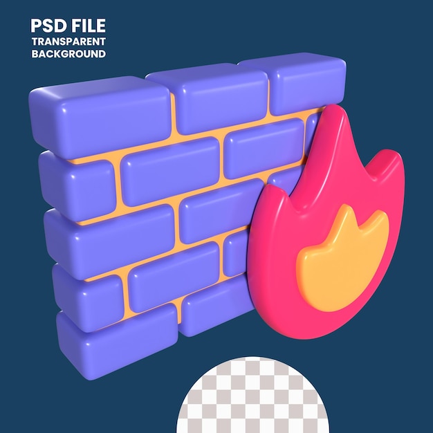 Firewall 3D Illustration Icon