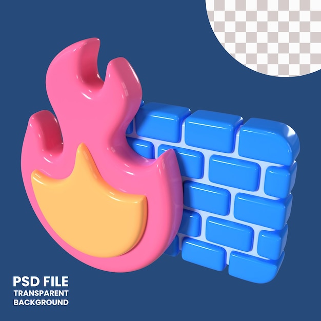 Firewall 3D Illustration Icon