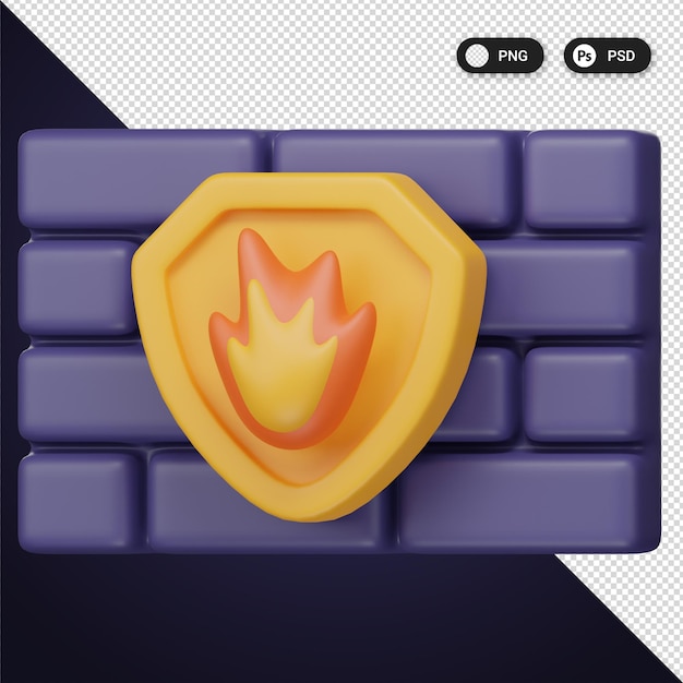 Firewall Cyber security icons set ux ui web design elements 3d rendering