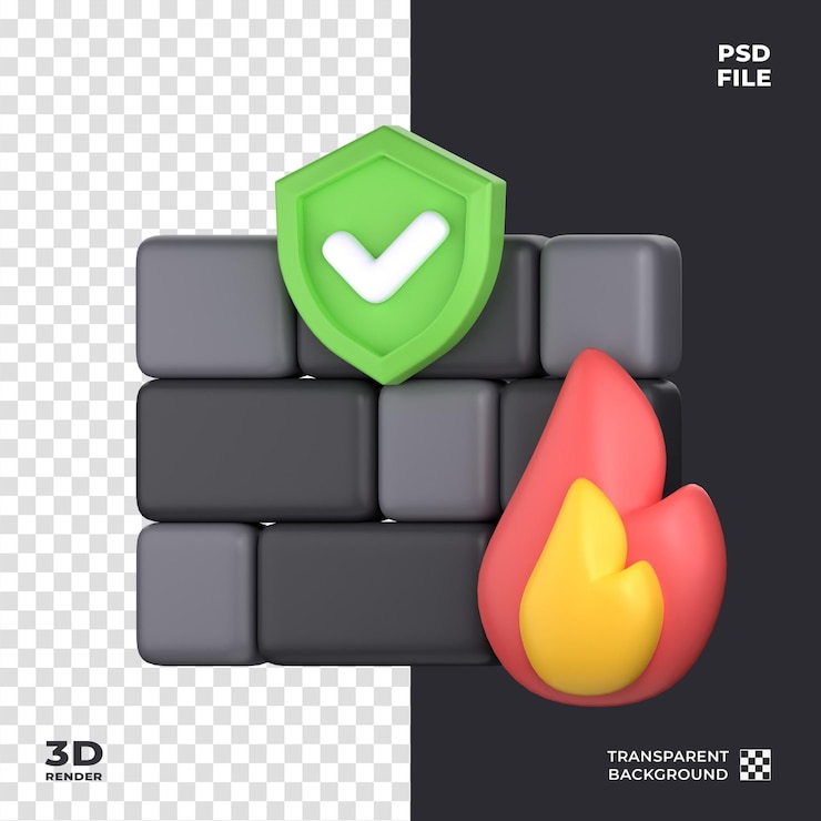 PSD firewall protection 3d icon perfect for cyber security theme