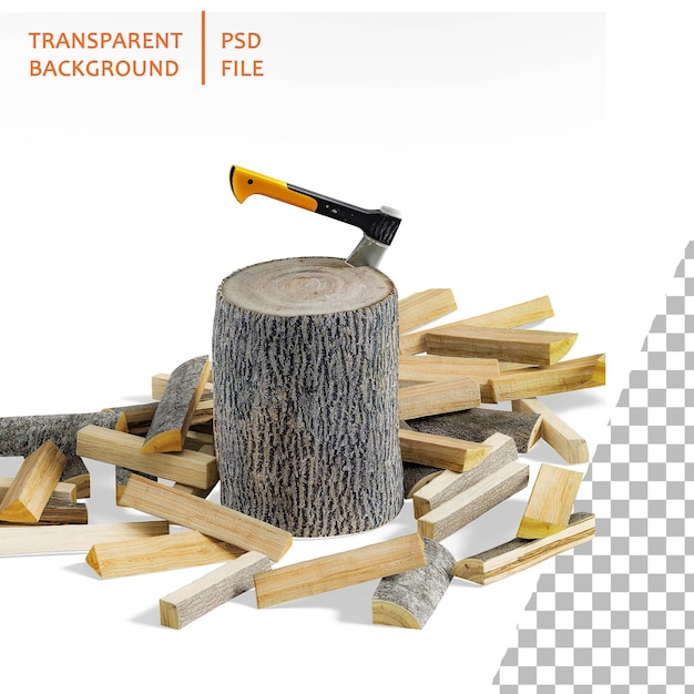 Расколотые дрова походный топор пень и срубленные дрова топор пни и дрова топор в березовом пне