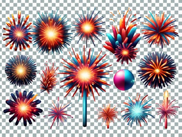 PSD firework pictograms black background