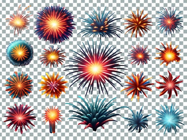 PSD pittogrammi di fuochi d'artificio sullo sfondo nero