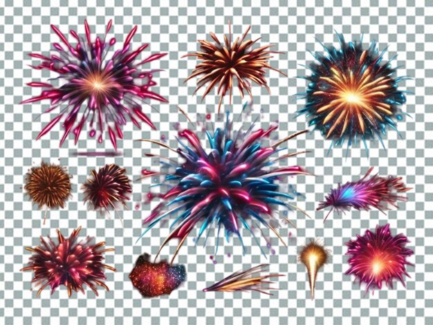 PSD pittogrammi di fuochi d'artificio sullo sfondo nero