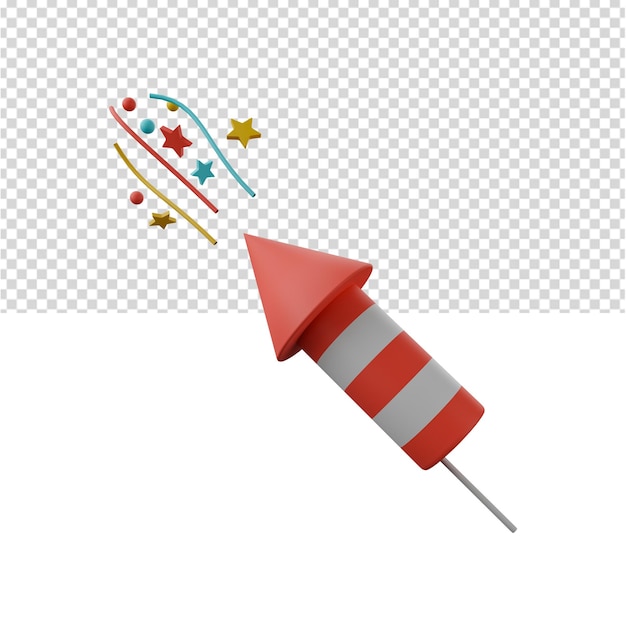 PSD firework rocket 3d illustration party firework rocket