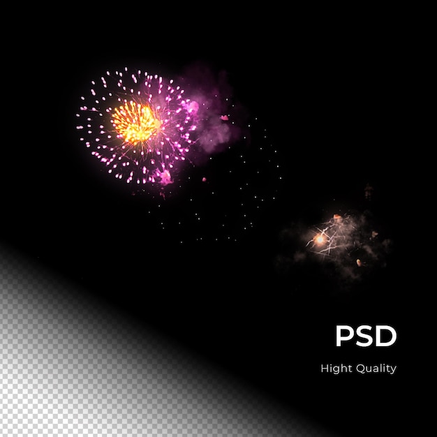 PSD fireworks celebration party happy new years png psd transfarent background
