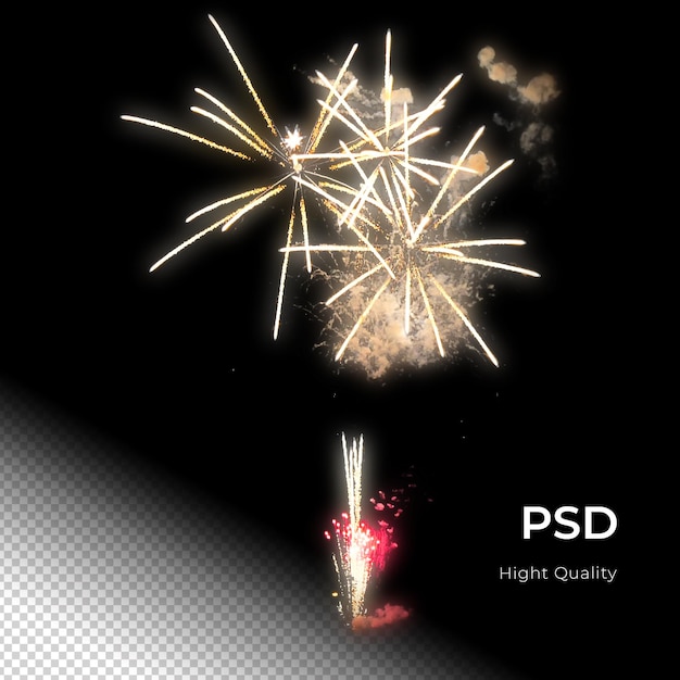 PSD fireworks celebration party happy new years png psd transfarent background