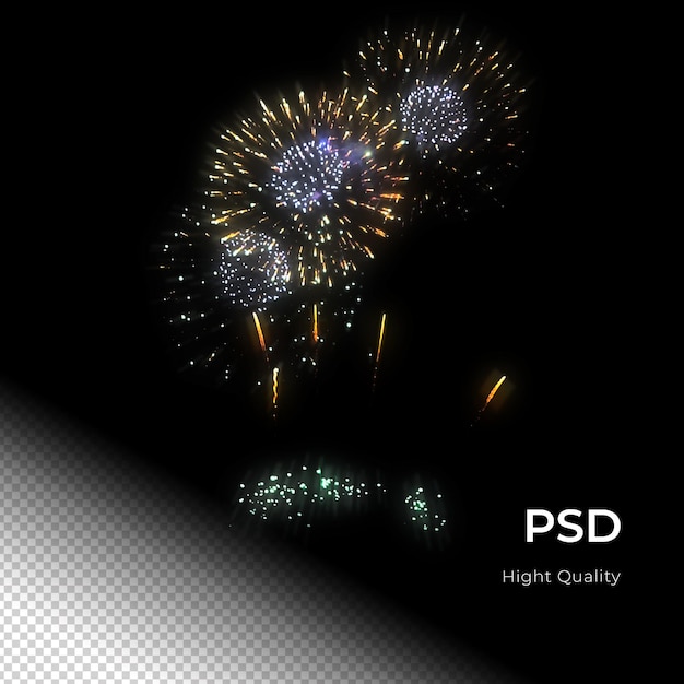 PSD fireworks celebration party happy new years png psd transfarent background