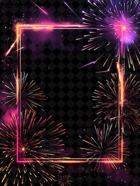 PSD fireworks display with a frame that says fireworks on it