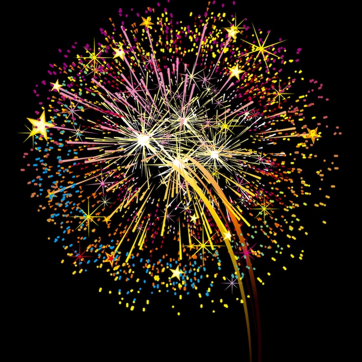 PSD fireworks in isolated background