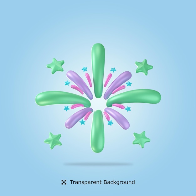 Fireworks shapes 3d icon illustration