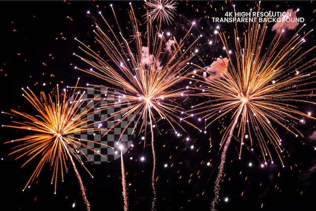 PSD fireworks with fire flame on transparent background