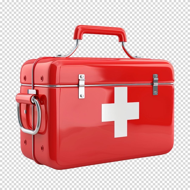 First aid help bag with stethoscope isolated on transparent background