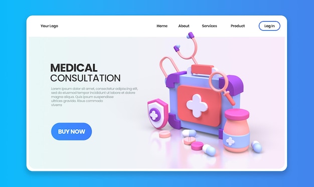 First aid kit concept illustration Landing page template for background