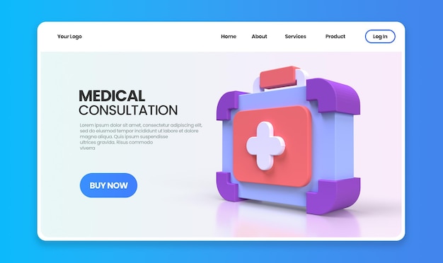 First aid kit concept illustration Landing page template for background