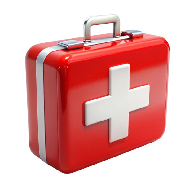 first aid kit suitcase on a white background 3d r