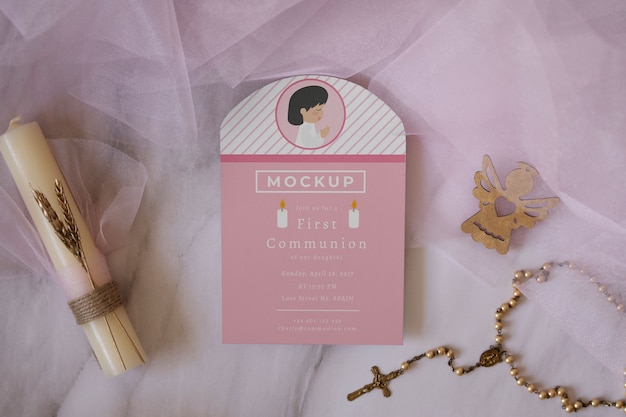 PSD first communion invitation mock-up for young girl