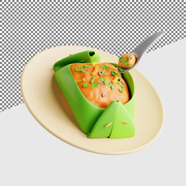 PSD fish amok 3d asian food rendering