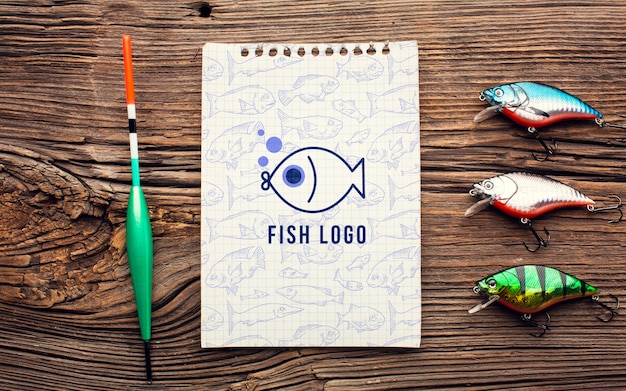 PSD fish bait and mock-up notepad