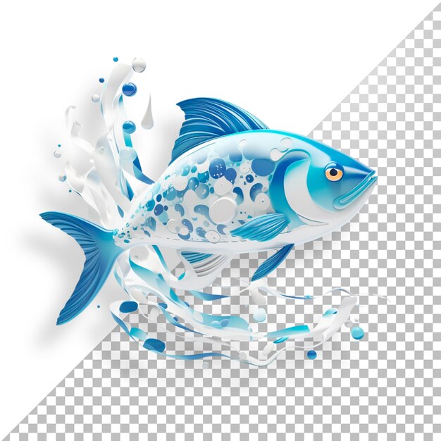 PSD fish blue in 3d