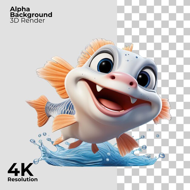 PSD fish cartoon character