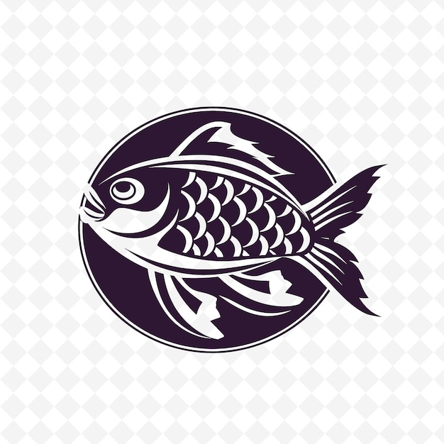 PSD fish in a circle with a fish on the background