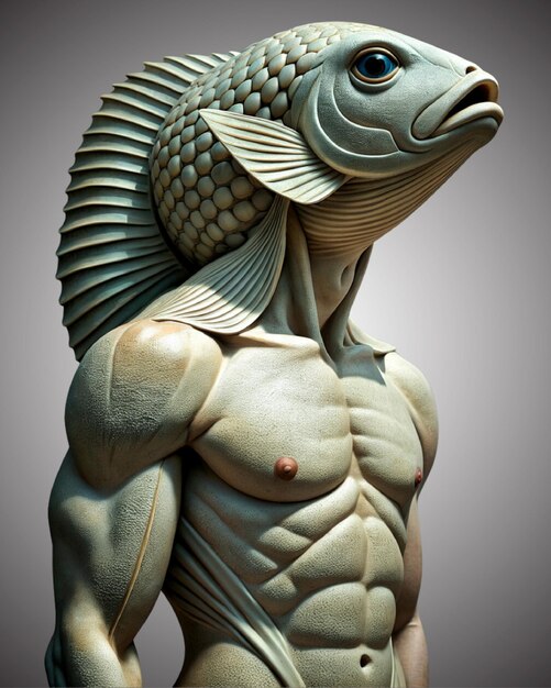 PSD fish greek statue 3