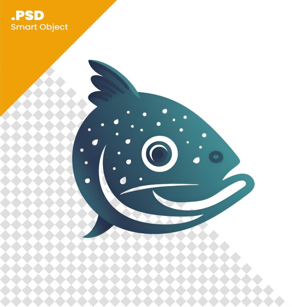 PSD fish logo design template. vector illustration of a fish logo design. psd template