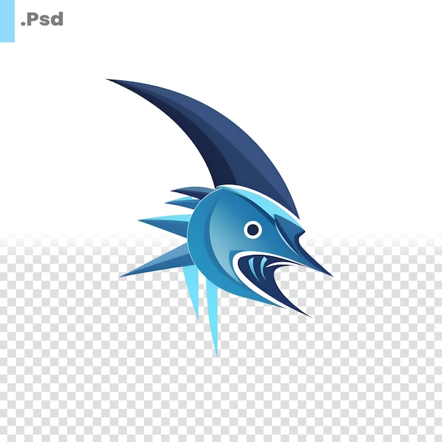 PSD modello logo pesce illustrazione vettoriale di un modello psd con icona di pesce stilizzato