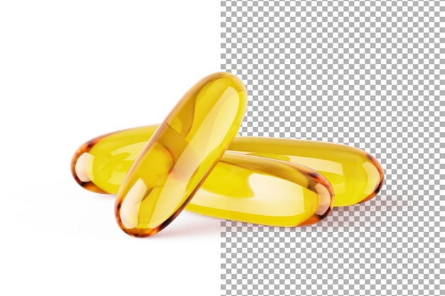 PSD fish oil capsule psd no background isolated