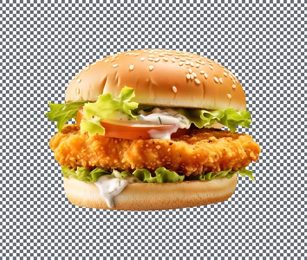 PSD fish sandwich filled burger tasty and delicious isolated on transparent background
