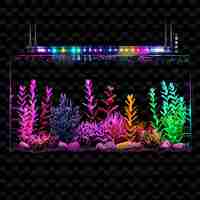 PSD a fish tank with a colorful light and a string of lights