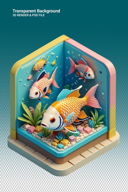 PSD a fish tank with a fish in it