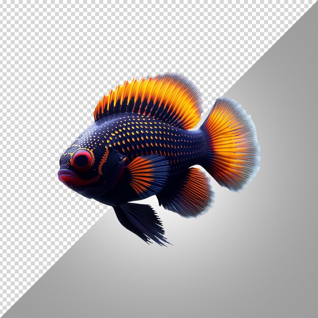 PSD a fish that is blue and orange with orange and yellow stripes