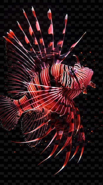 PSD a fish that is red and black with red and black stripes