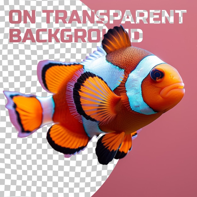 PSD a fish with a blue stripe and a white background with a red background