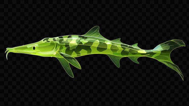 PSD a fish with green stripes on a black background