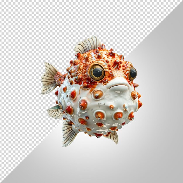 PSD a fish with orange and white body and orange dots