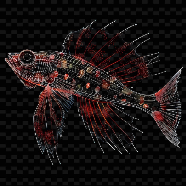 PSD un pesce con una coda rossa e i numeri 4 e 8 sulla coda