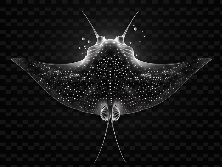 PSD 黑色背景上有海星的鱼