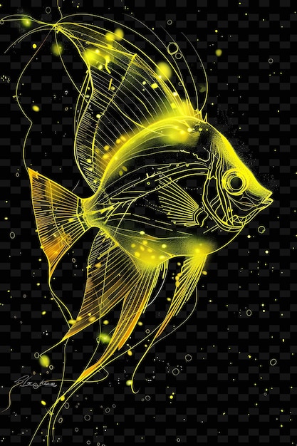 PSD a fish with a yellow background and the words fish on the back