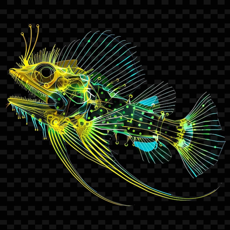 PSD 一隻有黃色頭的魚,下面寫著"魚"
